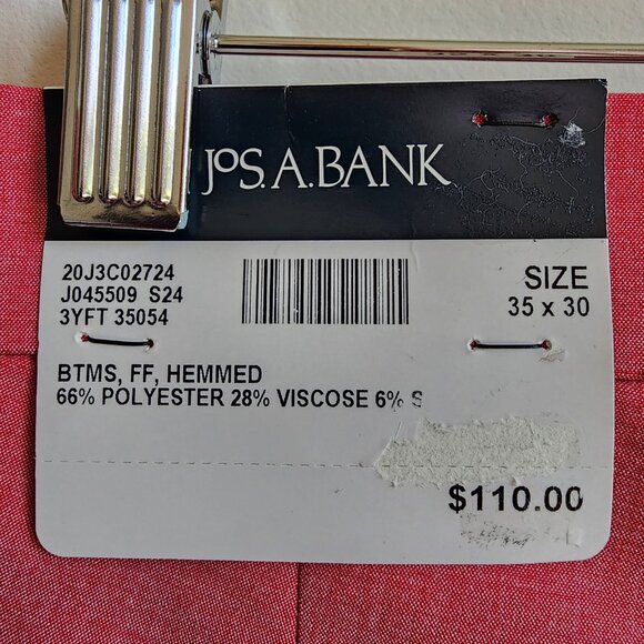 35x30 Rose Pink Pants New Jos A Bank Skinny Fit Pant Polyester Nwt Mens Magenta - Picture 4 of 17